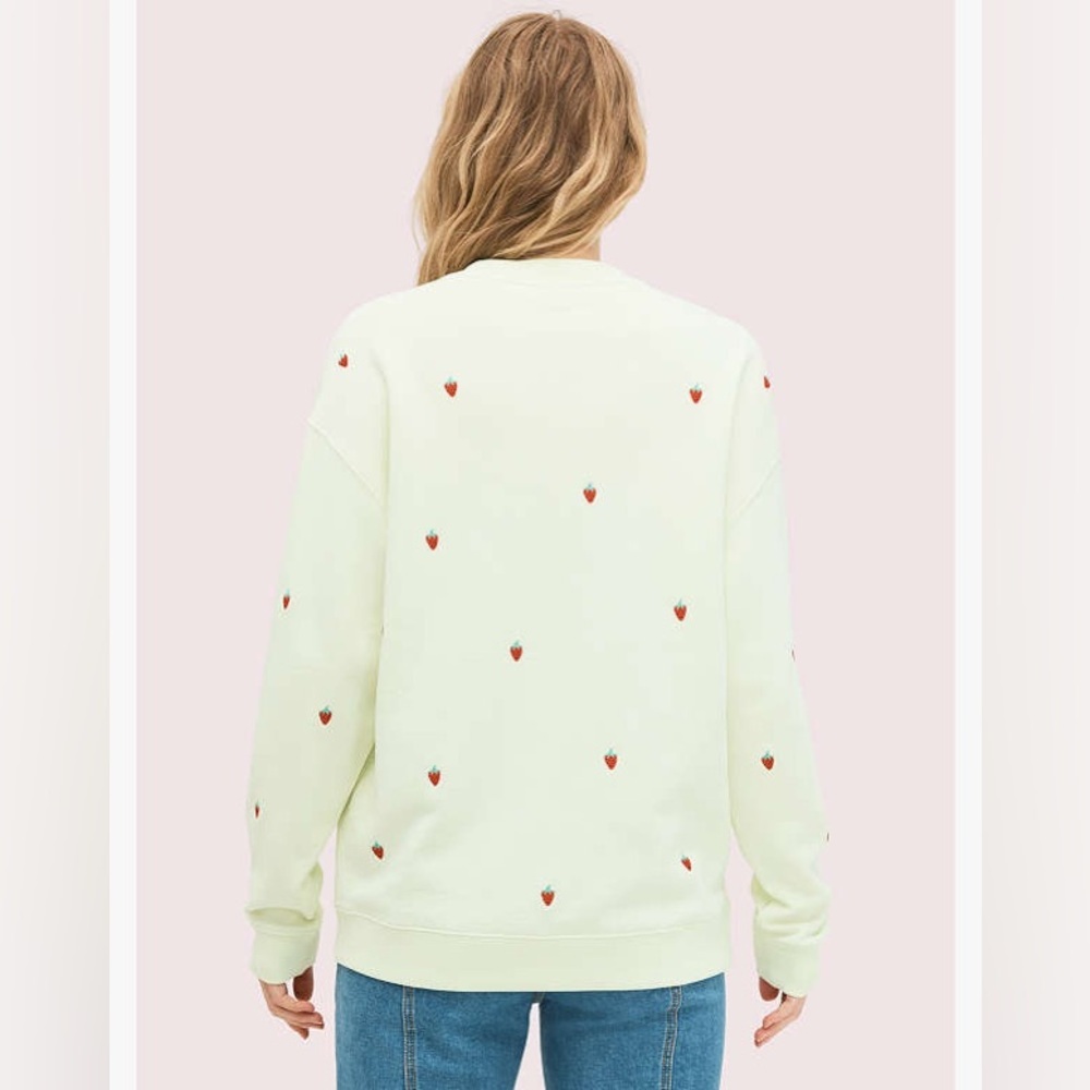 Kate Spade Embroidered Strawberry Coquette Girl Loose Relaxed fit crew neck xs - Picture 4 of 10